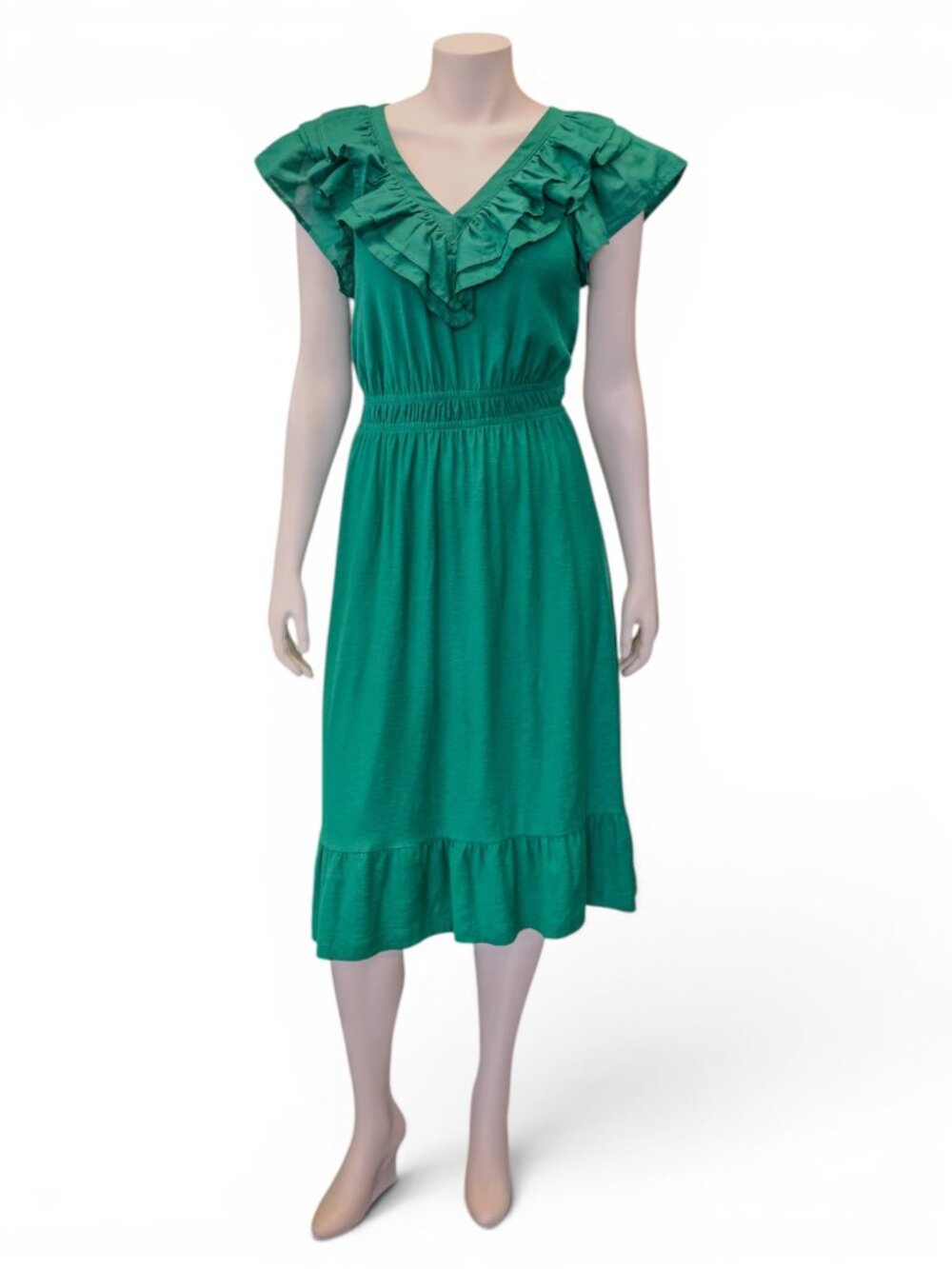 Nation LTD Emerald Green Ruffle Midi Dress Size * Medium